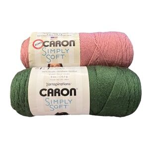 Caron Simply Soft Yarn Lot Of 2 100% Acrylic 4‎ Ply Dark Sage Plum Wine NEW